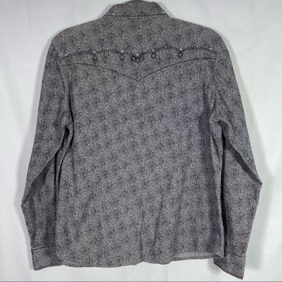 Adiktd Patterned Corduroy Western Shirt, Black Snaps, Size Large. Excellent cond - Picture 5 of 7